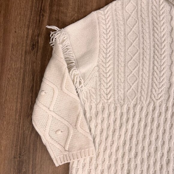 Weekend Max Mara Faiti Fringe Turtleneck Sweater Ivory Wool Oversized Sz XL - Picture 5 of 13